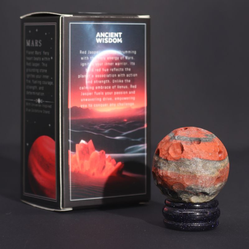 Red Jasper Planet on a Solar Goldstone Stand (MARS) - 40mm