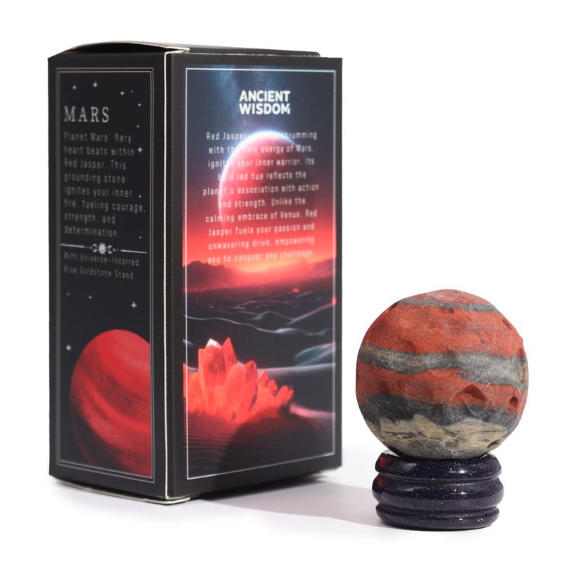 Red Jasper Planet on a Solar Goldstone Stand (MARS) - 40mm