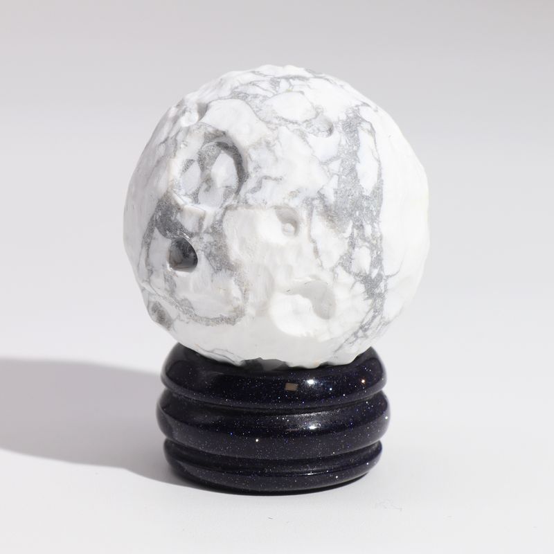 White Howlite Planet on a Solar Goldstone Stand (MOON) - 40mm