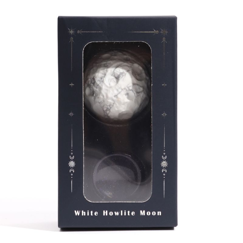 White Howlite Planet on a Solar Goldstone Stand (MOON) - 40mm