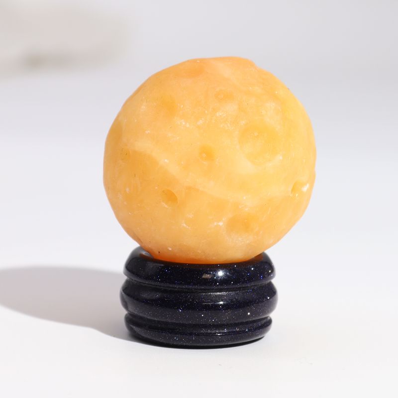 Yellow Jade Planet on a Solar Goldstone Stand (SATURN) - 40mm