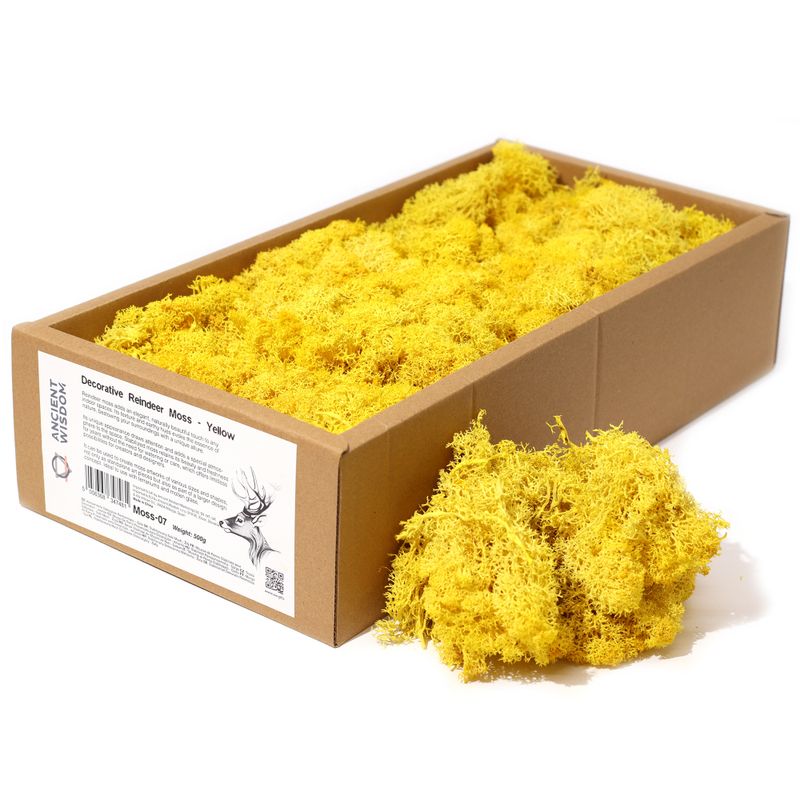 Quality Decorative Reindeer Moss - Yellow - 500g Box