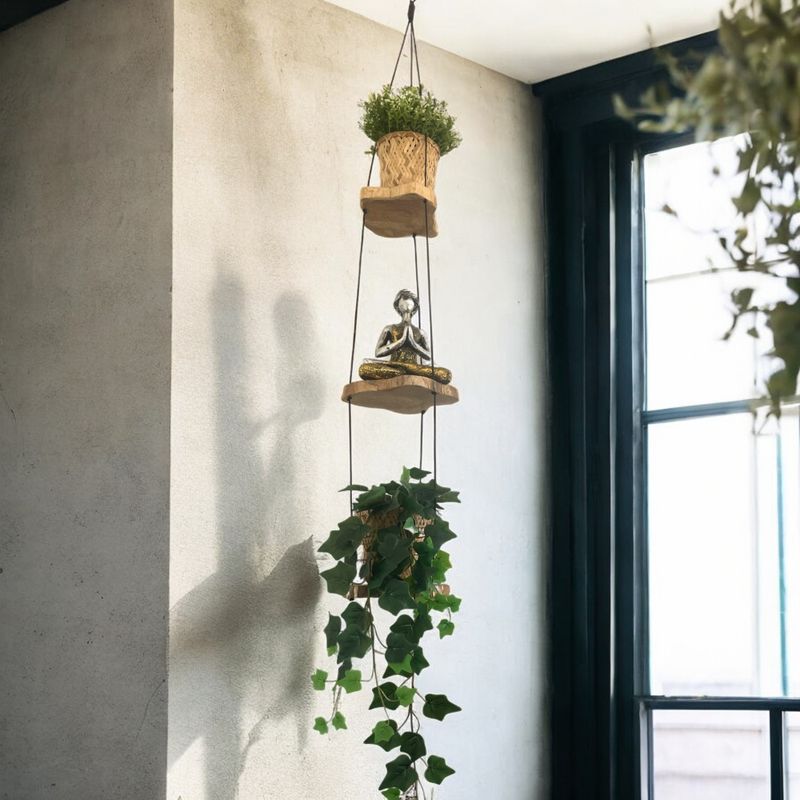 Hanging Gamal Wood Shelf - Three Levels