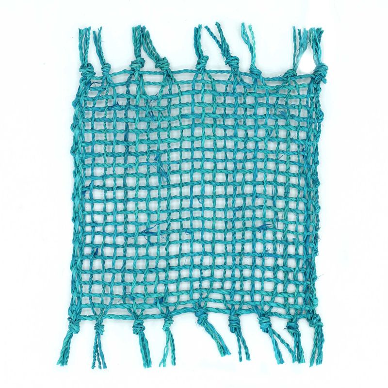 Turquoise Seagrass Fringe Natural Coasters