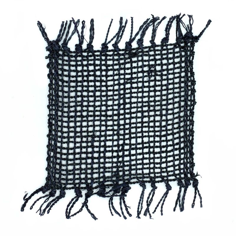 Black Seagrass Fringe Natural Coasters