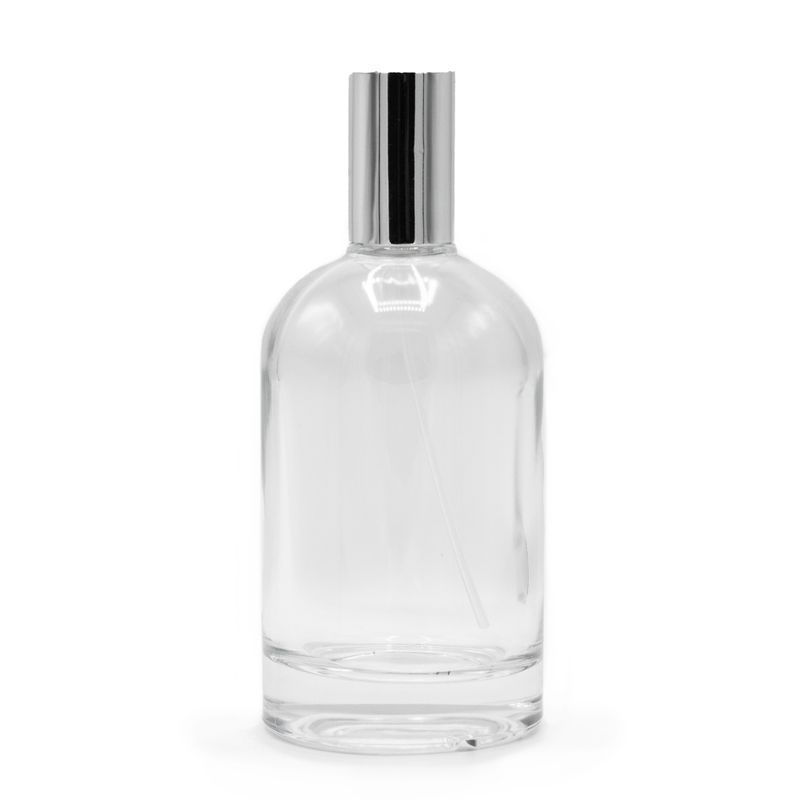 100ml Round Chunky Bottle, Silver Spray and Cap