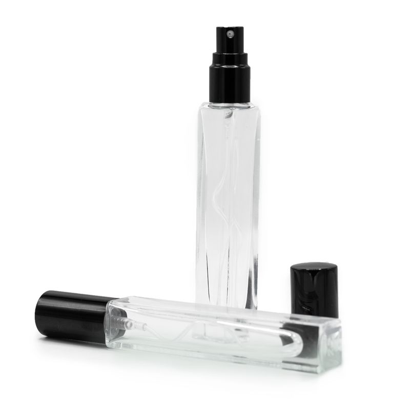 10ml Square Tall Slim Bottle, Black Spray and Cap