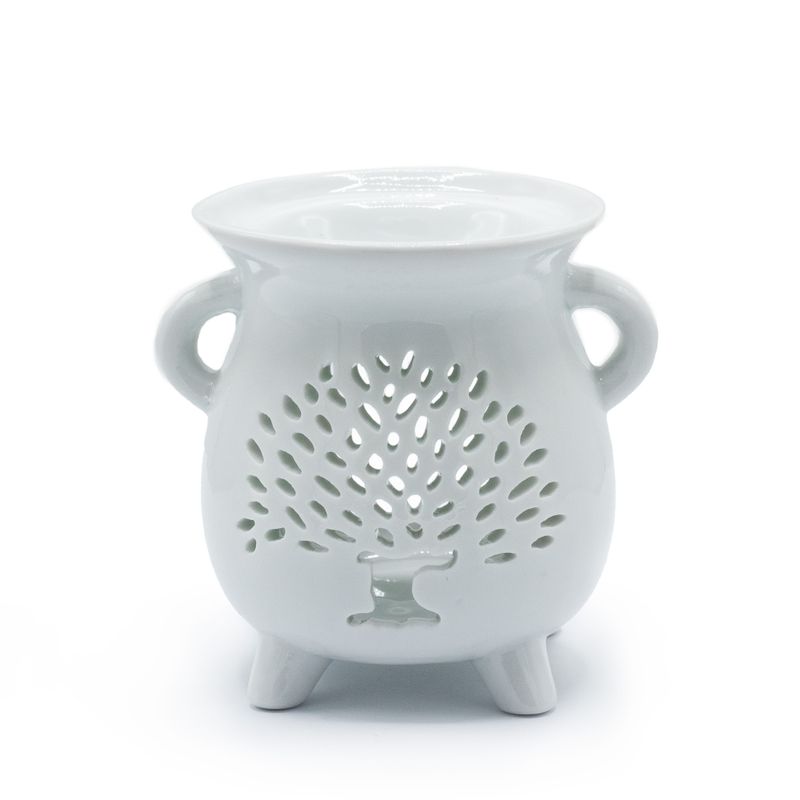 Cauldron Oil Burner - Tree of Life - White