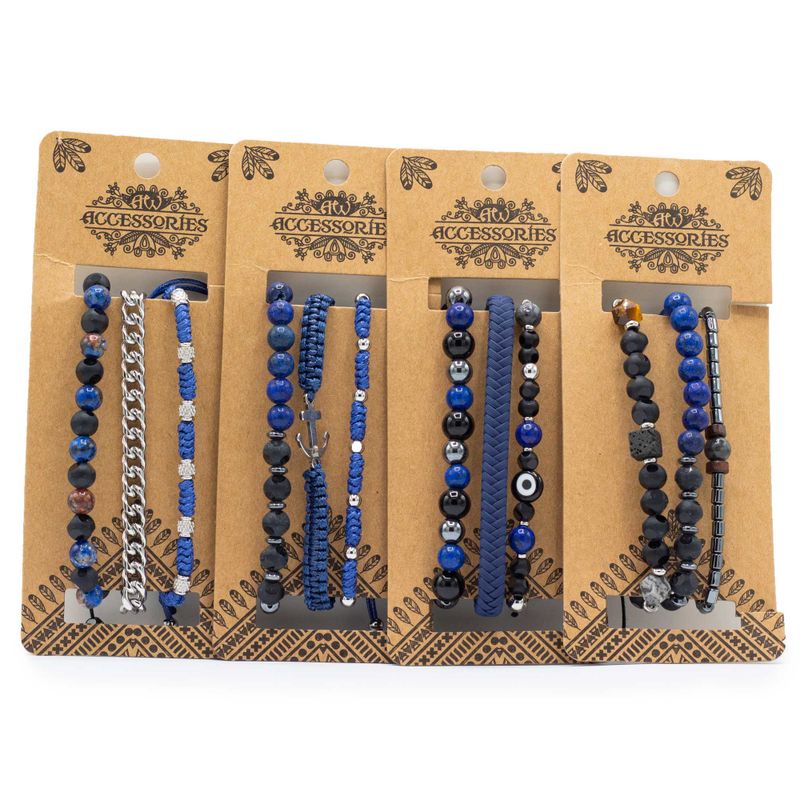 Mens Premium Bracelet Set - Med Set Blues (asst)