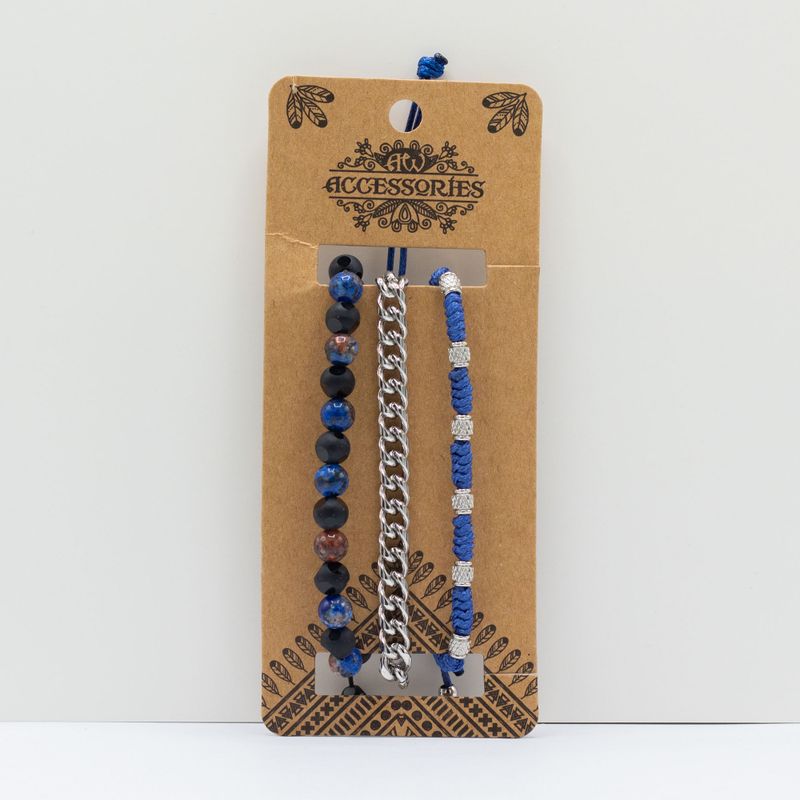 Mens Premium Bracelet Set - Med Set Blues (asst)