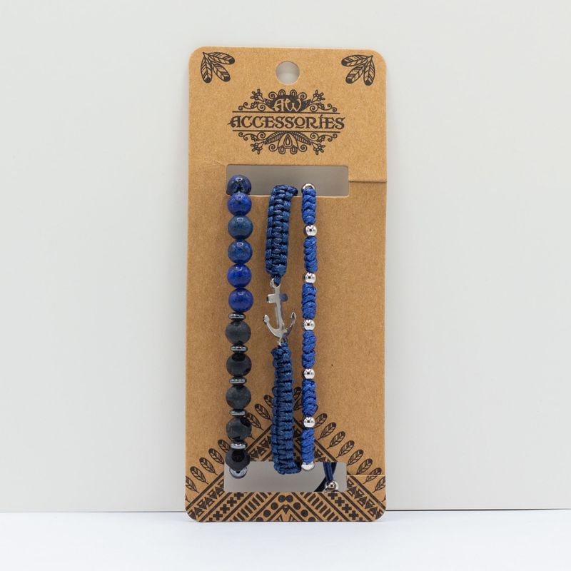 Mens Premium Bracelet Set - Med Set Blues (asst)