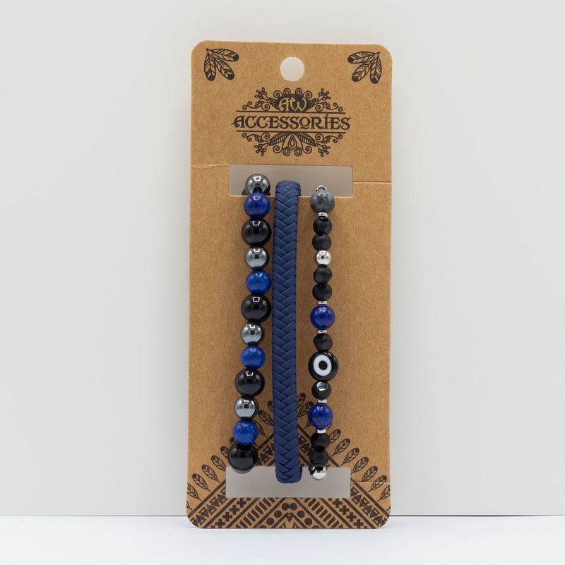 Mens Premium Bracelet Set - Med Set Blues (asst)