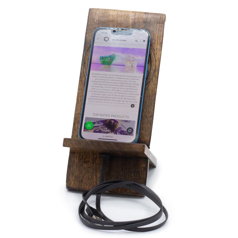 Wooden Carved Phone Stands - Buddha 20x9.5cm