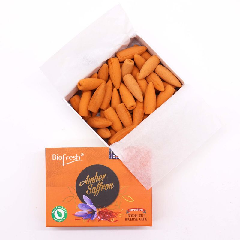 Biofresh Backflow Incense Cones (40 cones) - Amber Safron