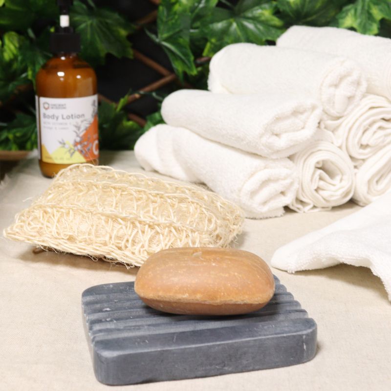 Grey Soapstone Soap Dish 12x8.5cm - Heavy Ridges