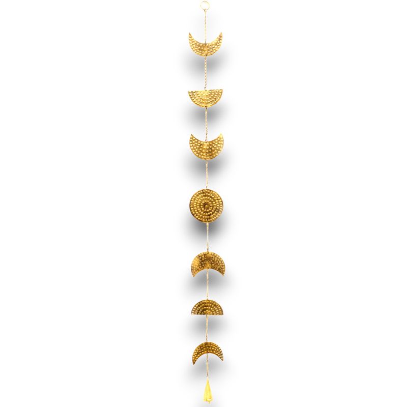 Indian Chimes - Brass Moon Phases Drop with Bell - 25cm