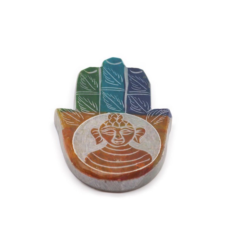 Soapstone Hamsa Incense Holder 9x6cm -Buddah