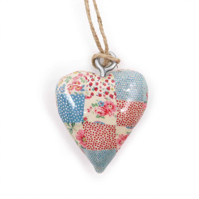 Small Decor Wood Hearts - Cheque Blue & Red