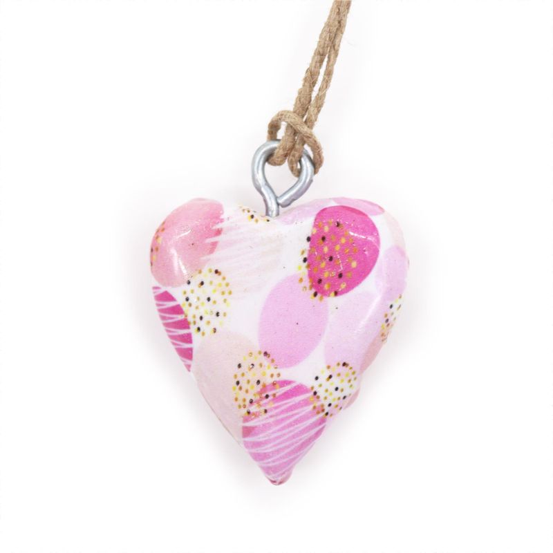 Small Decor Wood Hearts -  Pink Abstract