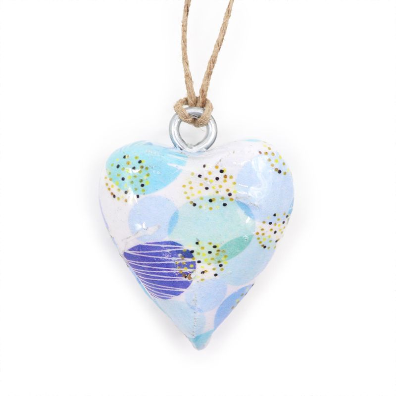 Small Decor Wood Hearts -  Blue Abstract