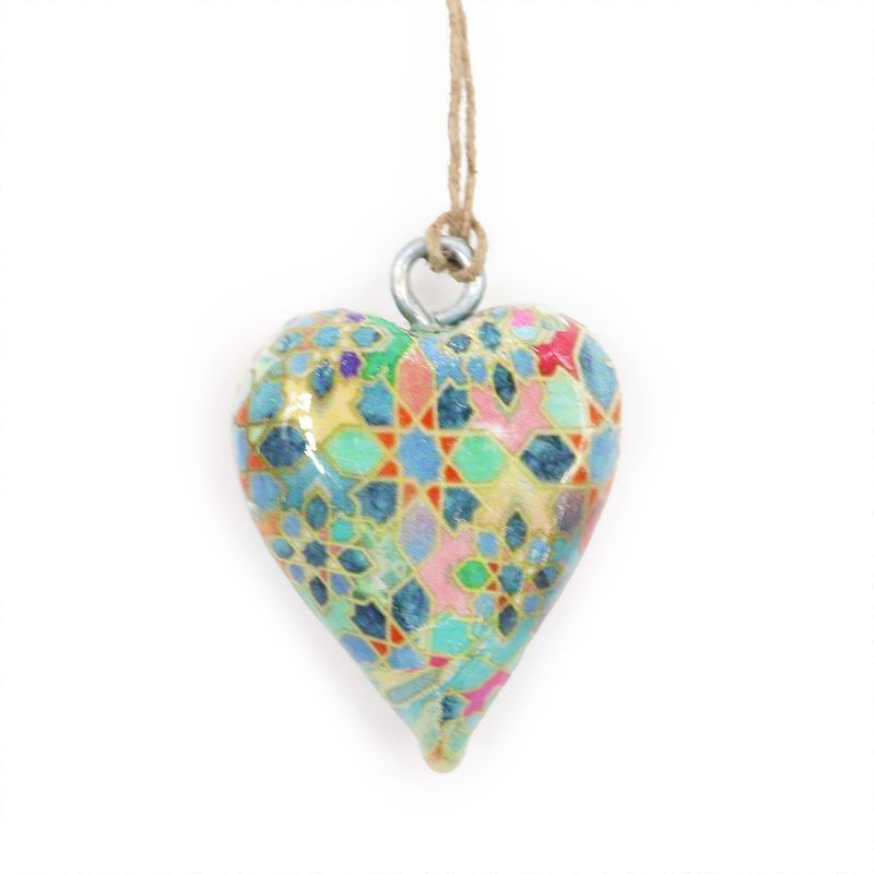 Small Decor Wood Hearts - Mediterranean Tile Pattern