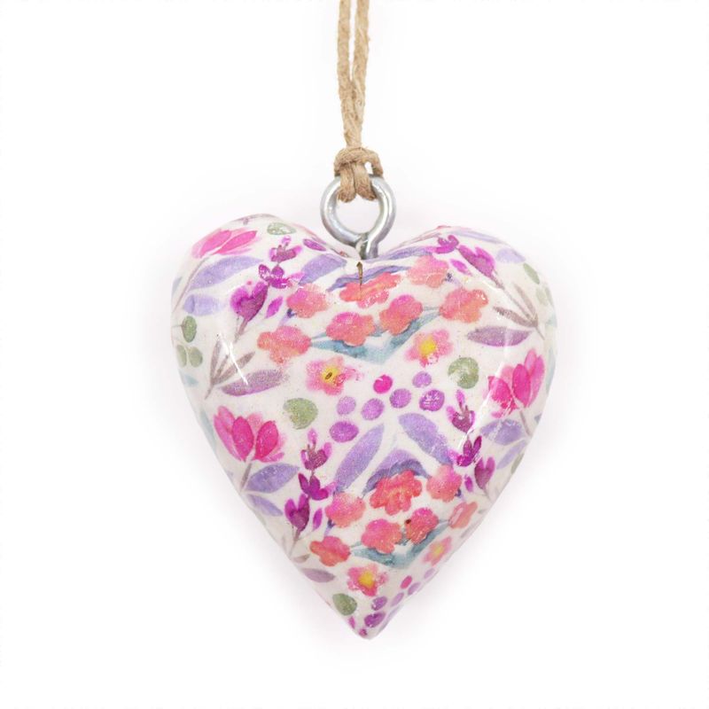 Lrg Decor Wood Hearts -  Pretty Floral
