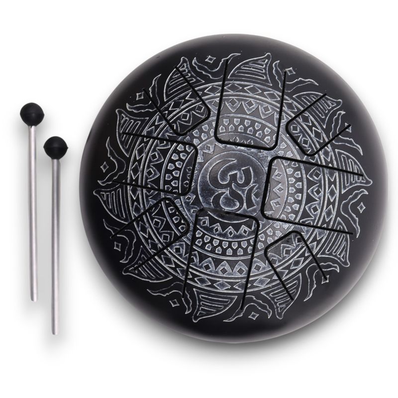 Large Happy Drum Om Mandala Engraved- 22x18cm
