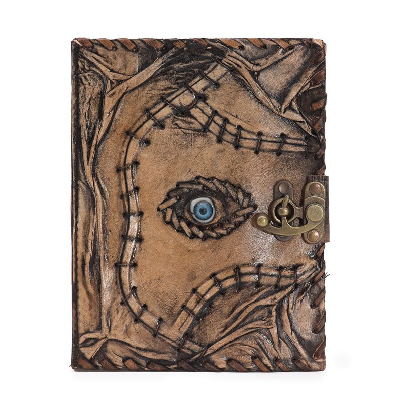 Brown Tan Book - Evil Eye Decor - 160 Deckle Edges Pages - 6x8"