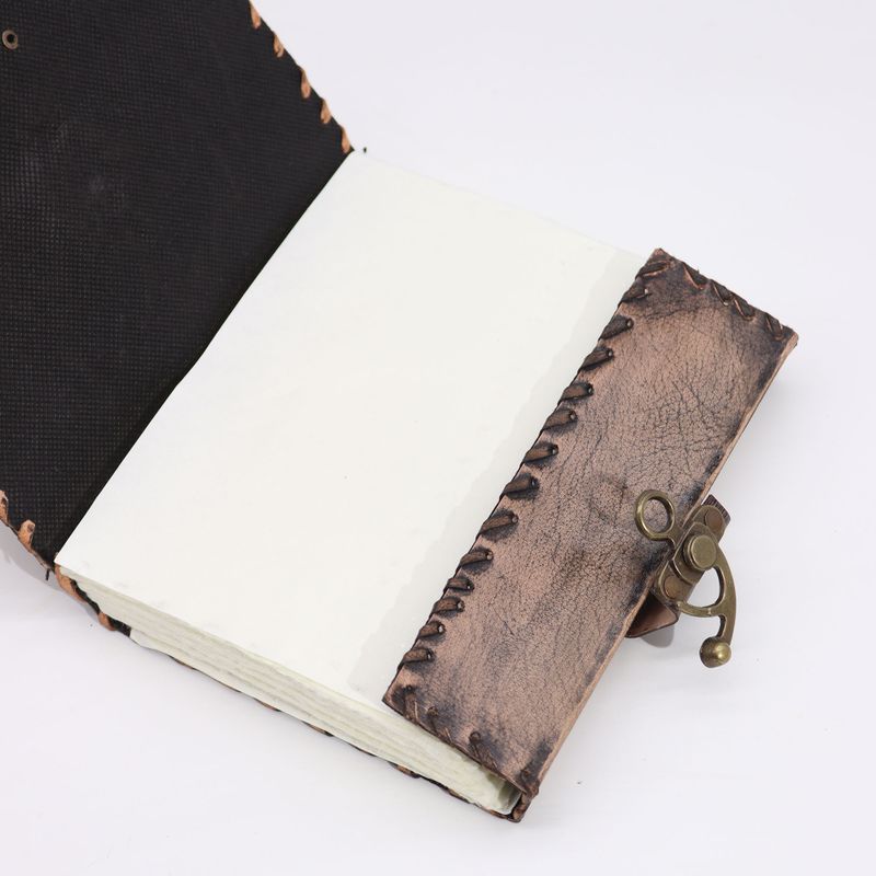 Brown Tan Book - Evil Eye Decor - 160 Deckle Edges Pages - 6x8"
