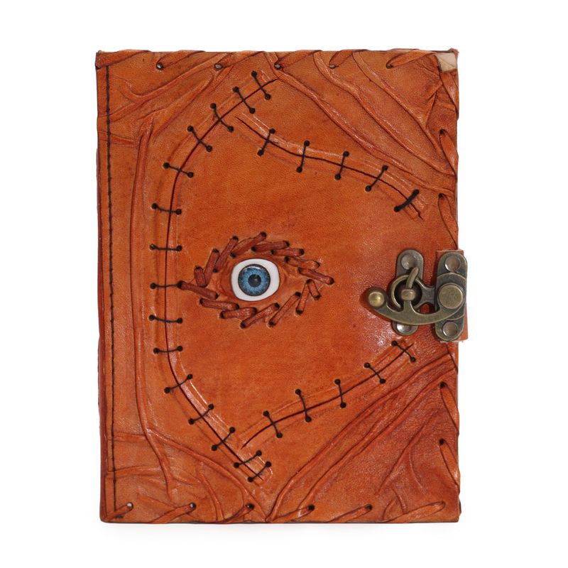 Light Brown Tan Book - Evil Eye Decor - 160 Deckle Edges Pages - 6x8"