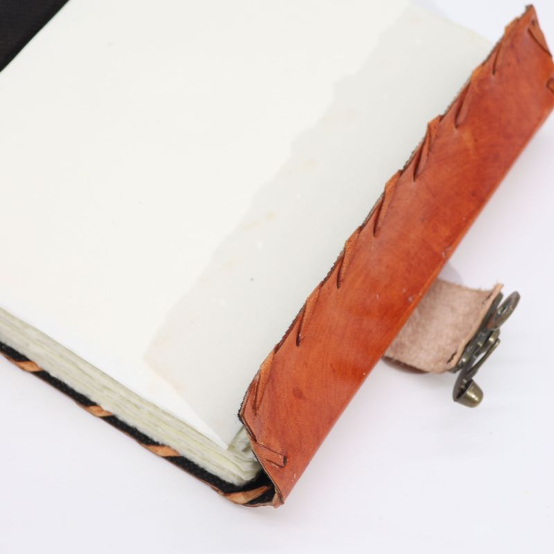 Light Brown Tan Book - Evil Eye Decor - 160 Deckle Edges Pages - 6x8"
