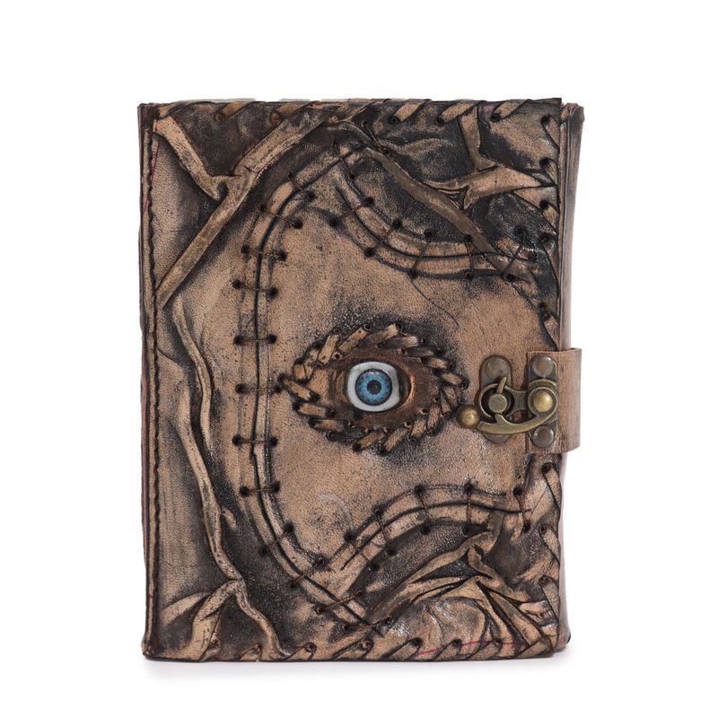 Brown Tan Book - Evil Eye Decor - 160 Deckle Edges Pages - 5x7"