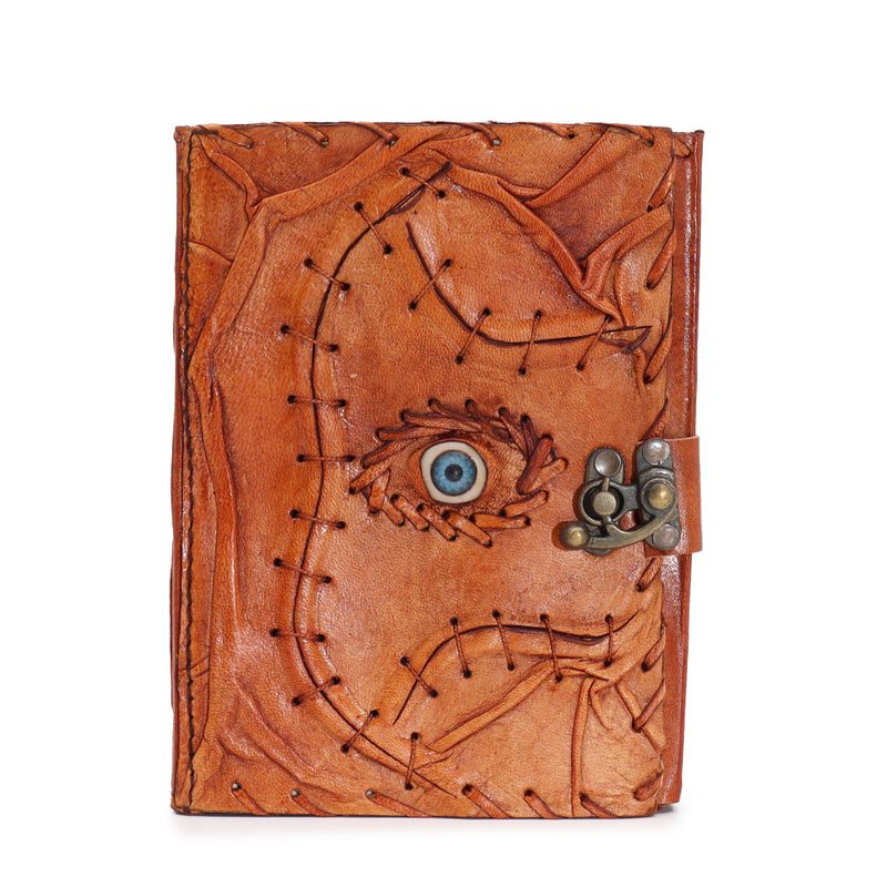 Light Brown Tan Book - Evil Eye Decor - 160 Deckle Edges Pages - 5x7"