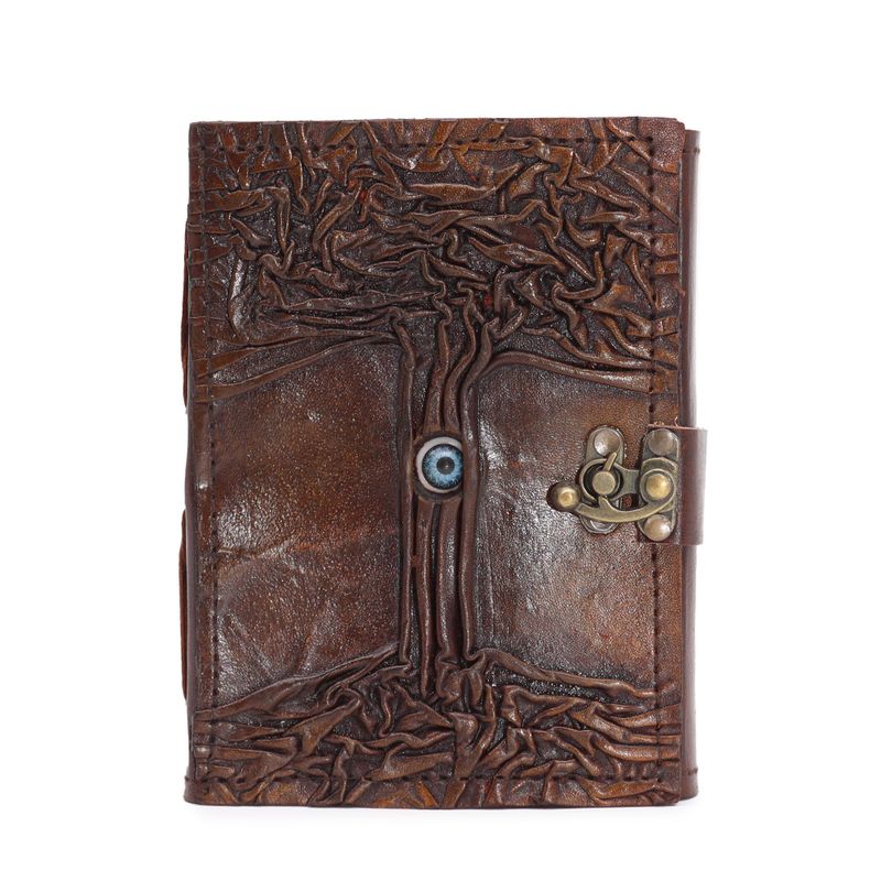 Black Tan Book - Evil Eye Decor - 160 Deckle Edges Pages - 5x7"