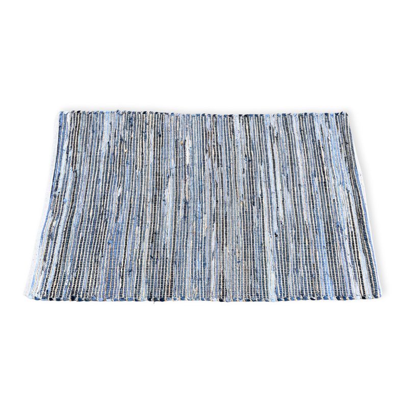 Large Jute and Recycled Cotton Rug - 130x170cm - Blue