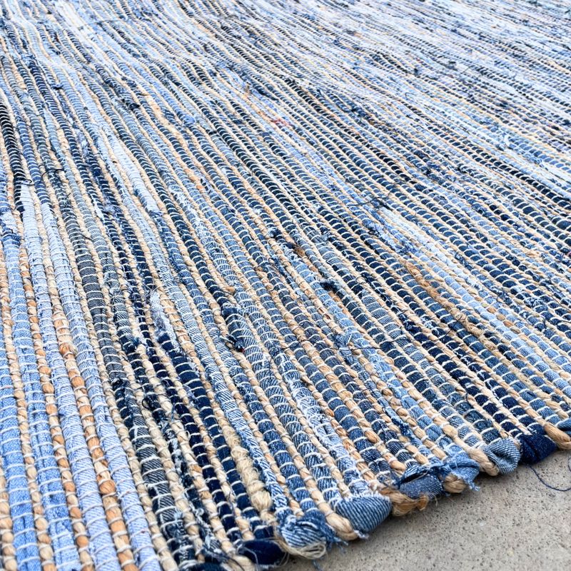 Large Jute and Recycled Cotton Rug - 130x170cm - Blue