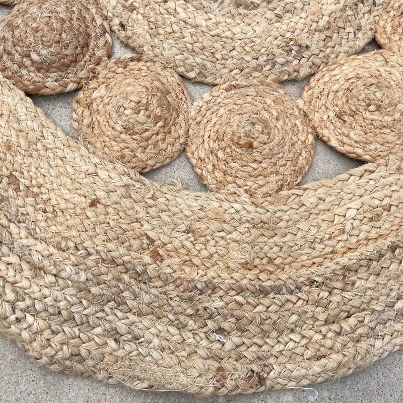 Round Soft Jute Rug Circles Inside 90cm