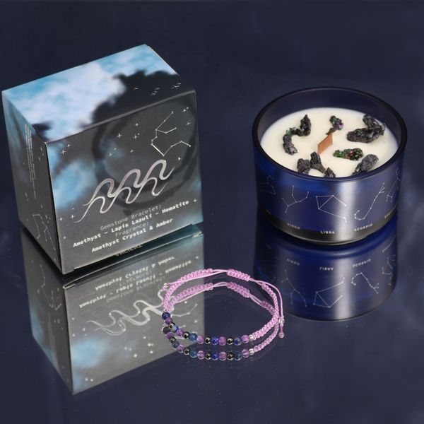 Zodiac Crystal Candle with Gemstone Bracelet -  Starter (3 of each)