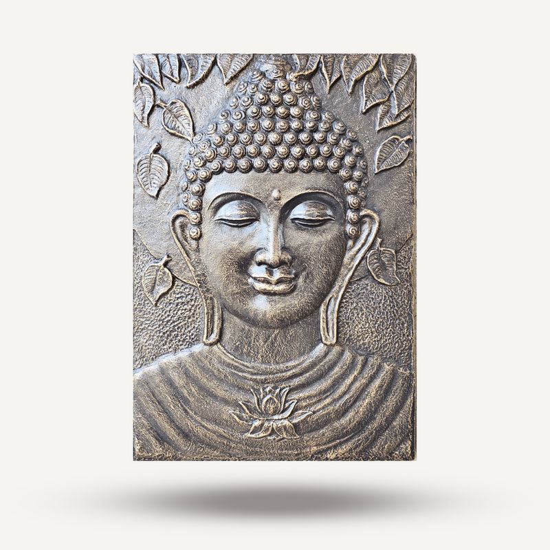 Large Buddha Frame Antique Gold Relief - 0.7x1m