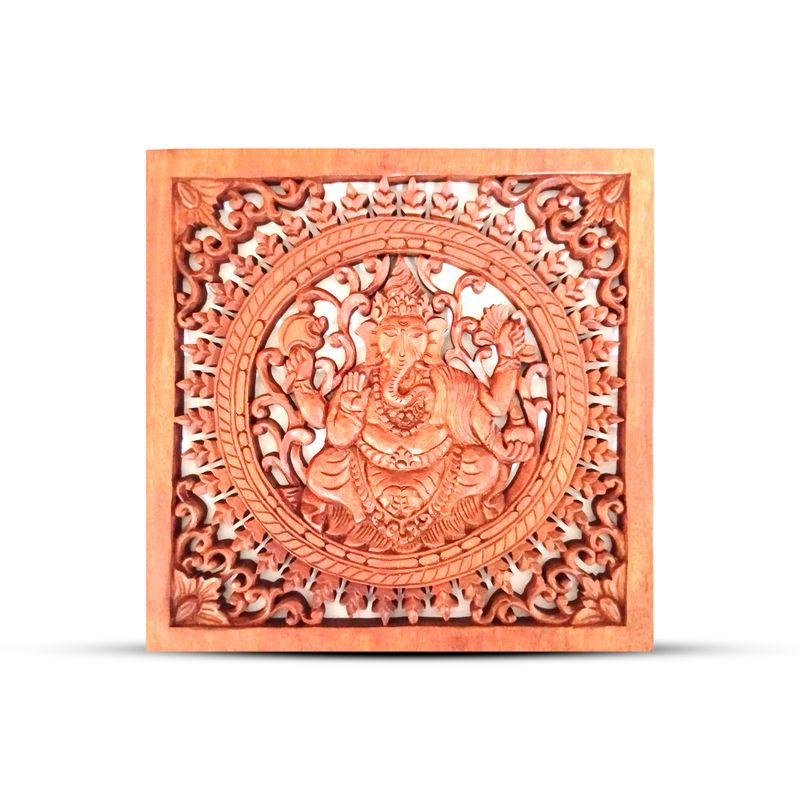 Square Decorative Wooden Ganesh Panel 40x40cm