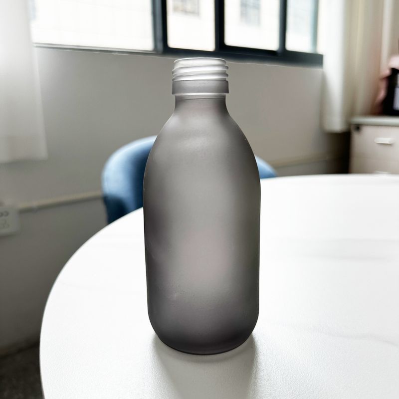 300ml Grey Frosted Glass Medicine Bottle - No Cap