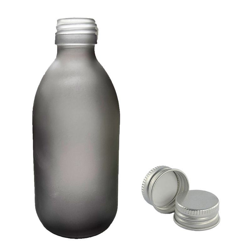 300ml Grey Frosted Glass Medicine Bottle - No Cap
