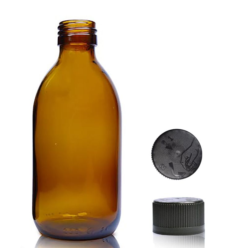 250ml Amber Glass Medicine Bottle - No Cap