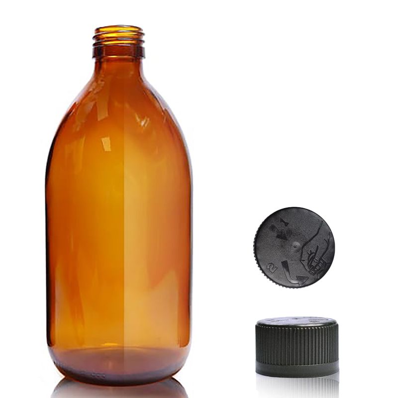 500ml Amber Glass Medicine Bottle - No Cap
