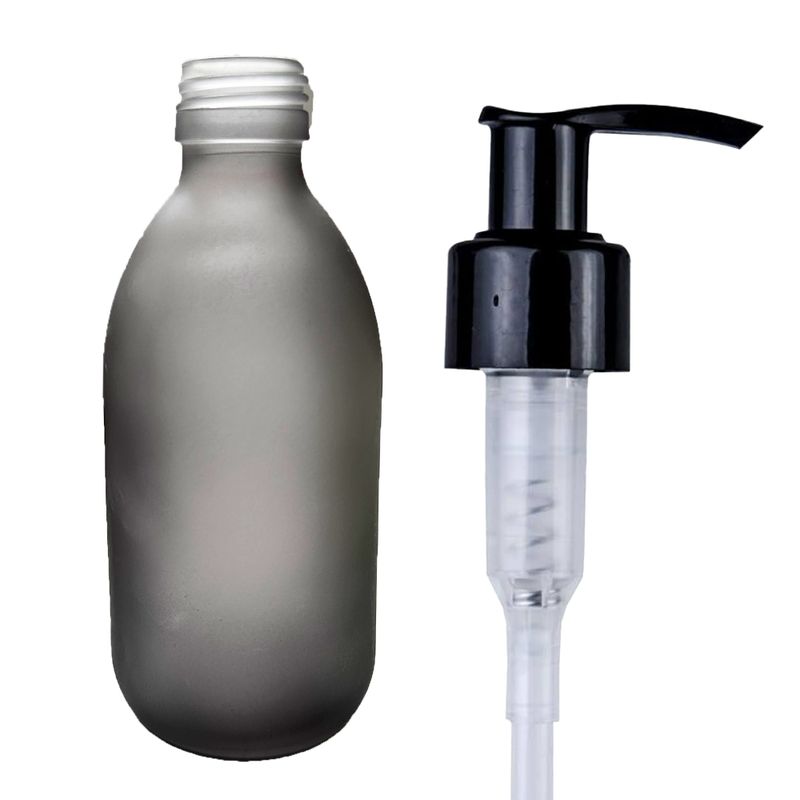 300ml Grey Frosted Glass Medicine Bottle - No Cap