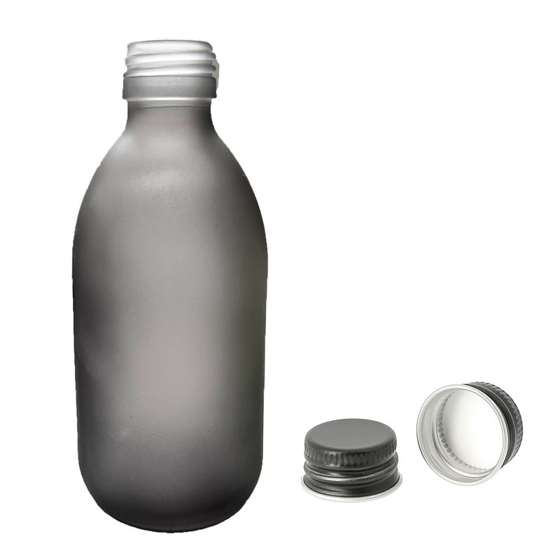 300ml Grey Frosted Glass Medicine Bottle - No Cap