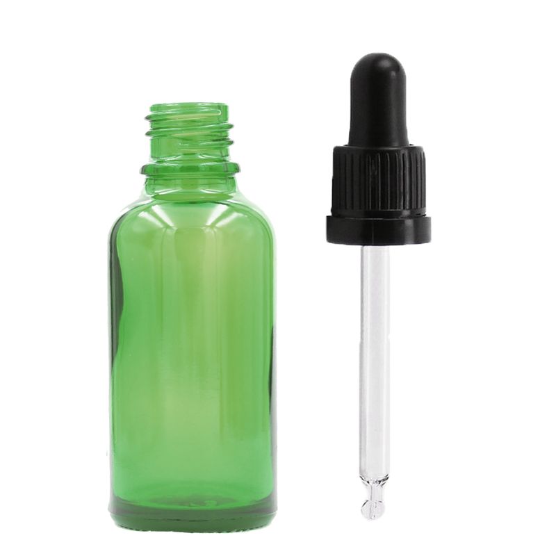 30ml Green Glass Dropper Bottle  - No Cap