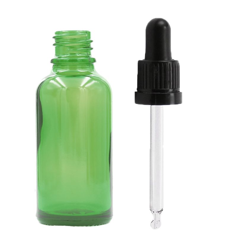50ml Green Glass Dropper Bottle  - No Cap