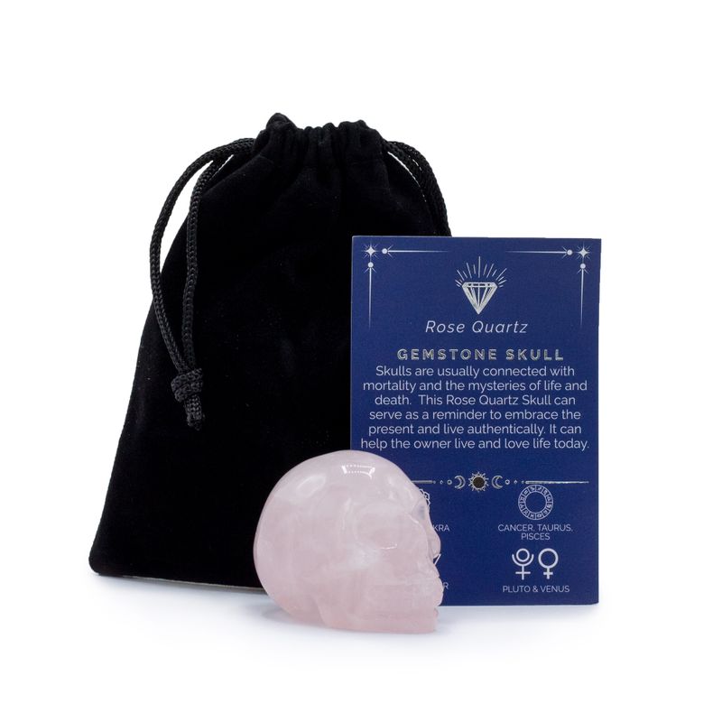 Gemstone Lrg Skull - Rose Quartz- 50x40x30mm