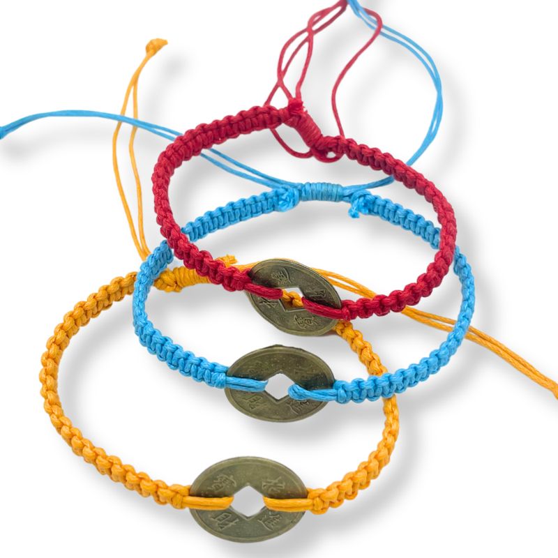 Handmade Friendship Bracelet - Lucky Friends Feng Shui Coin (asst)